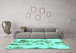 Machine Washable Abstract Turquoise Modern Area Rugs in a Living Room,, wshabs926turq