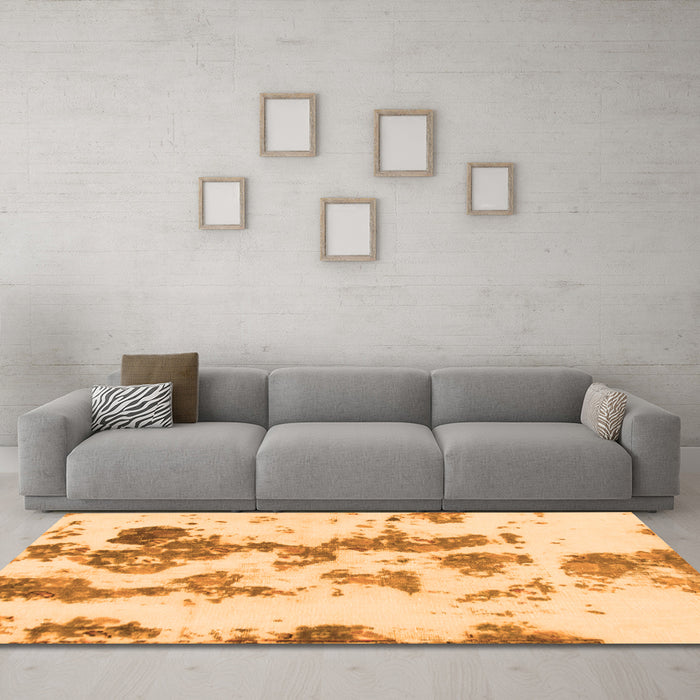 Machine Washable Abstract Orange Modern Area Rugs in a Living Room, wshabs926org