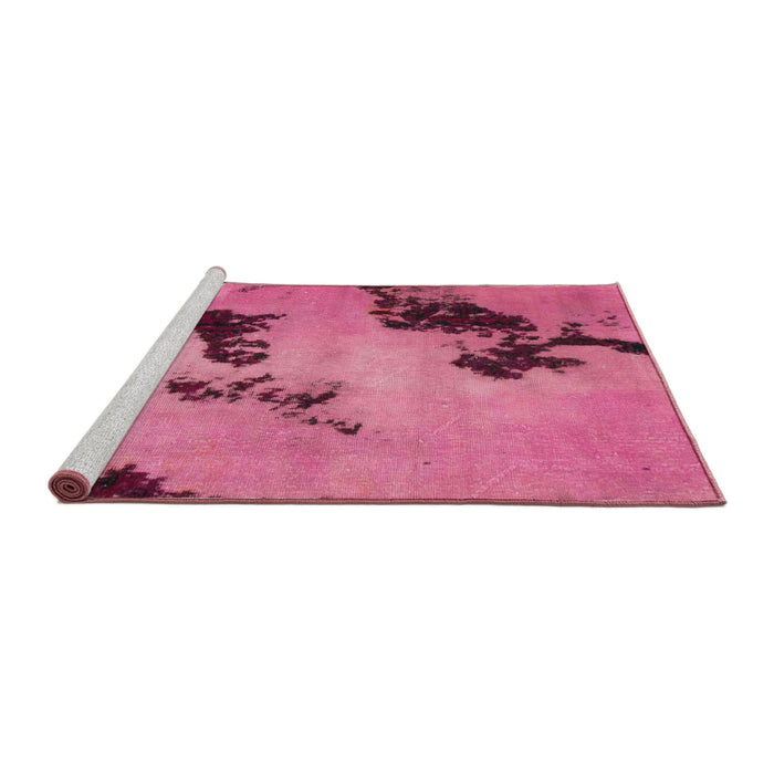 Sideview of Machine Washable Abstract Pink Rug, wshabs927