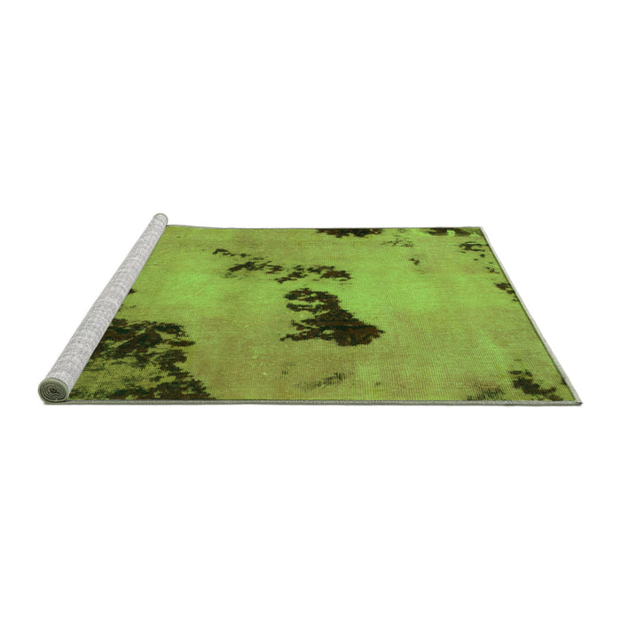 Sideview of Machine Washable Abstract Green Modern Area Rugs, wshabs927grn