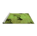 Sideview of Machine Washable Abstract Green Modern Area Rugs, wshabs927grn