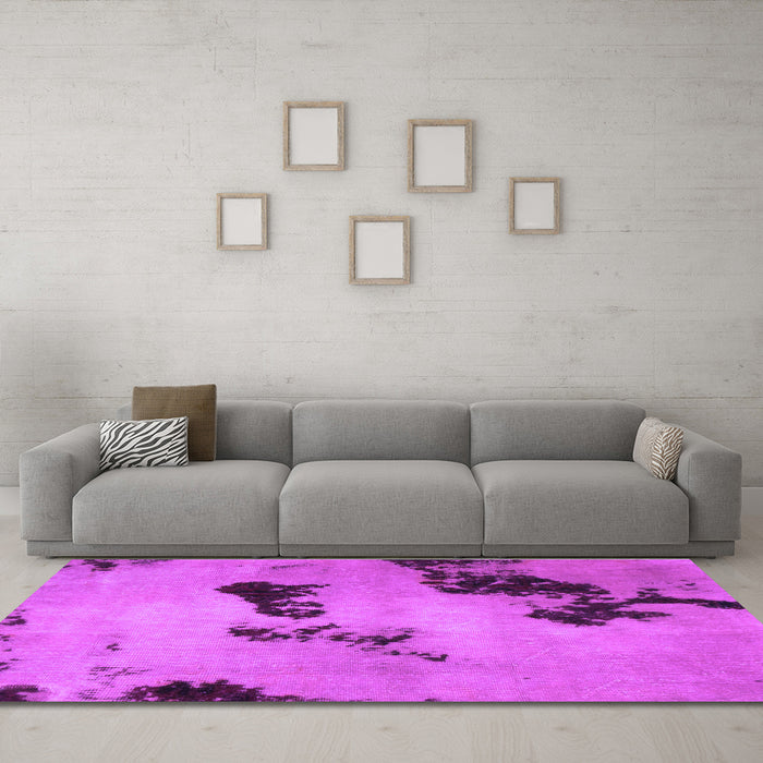 Machine Washable Abstract Purple Modern Area Rugs in a Living Room, wshabs927pur
