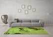 Machine Washable Abstract Green Modern Area Rugs in a Living Room,, wshabs927grn