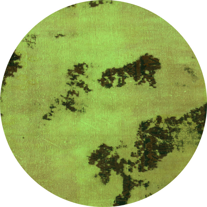 Round Machine Washable Abstract Green Modern Area Rugs, wshabs927grn