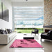 Square Machine Washable Abstract Pink Rug in a Living Room, wshabs927