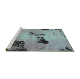 Sideview of Machine Washable Abstract Turquoise Modern Area Rugs, wshabs927turq