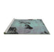 Sideview of Machine Washable Abstract Turquoise Modern Area Rugs, wshabs927turq