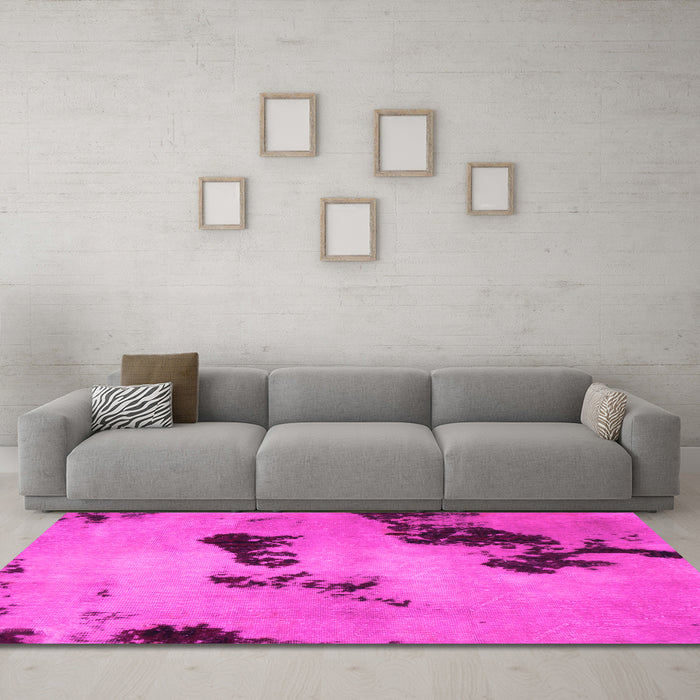 Machine Washable Abstract Pink Modern Rug in a Living Room, wshabs927pnk