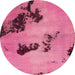 Round Machine Washable Abstract Pink Rug, wshabs927