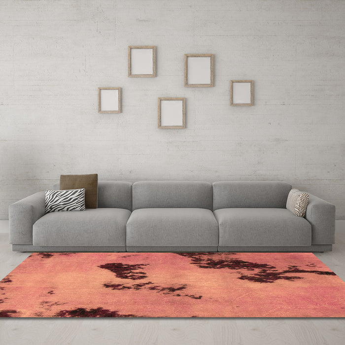 Machine Washable Abstract Brown Modern Rug in a Living Room,, wshabs927brn