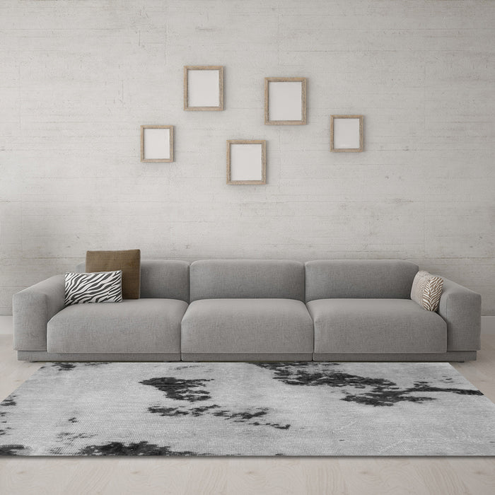 Machine Washable Abstract Gray Modern Rug in a Living Room,, wshabs927gry
