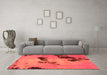 Machine Washable Abstract Orange Modern Area Rugs in a Living Room, wshabs927org