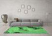 Machine Washable Abstract Emerald Green Modern Area Rugs in a Living Room,, wshabs927emgrn