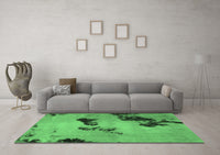 Machine Washable Abstract Emerald Green Modern Rug, wshabs927emgrn