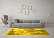 Machine Washable Abstract Yellow Modern Rug in a Living Room, wshabs928yw