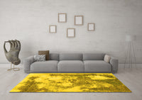 Machine Washable Abstract Yellow Modern Rug, wshabs928yw