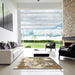 Square Abstract Brown Modern Rug in a Living Room, abs928