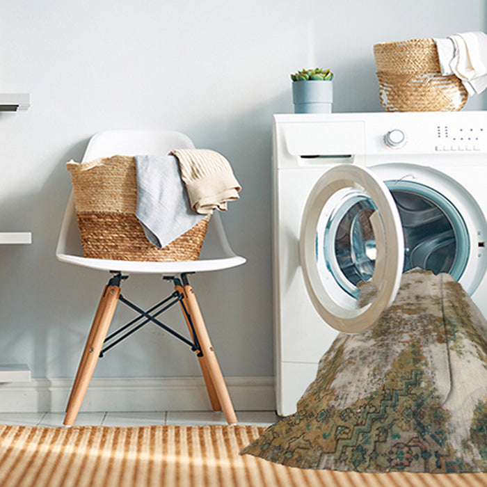 Machine Washable Abstract Brown Rug in a Washing Machine, wshabs928