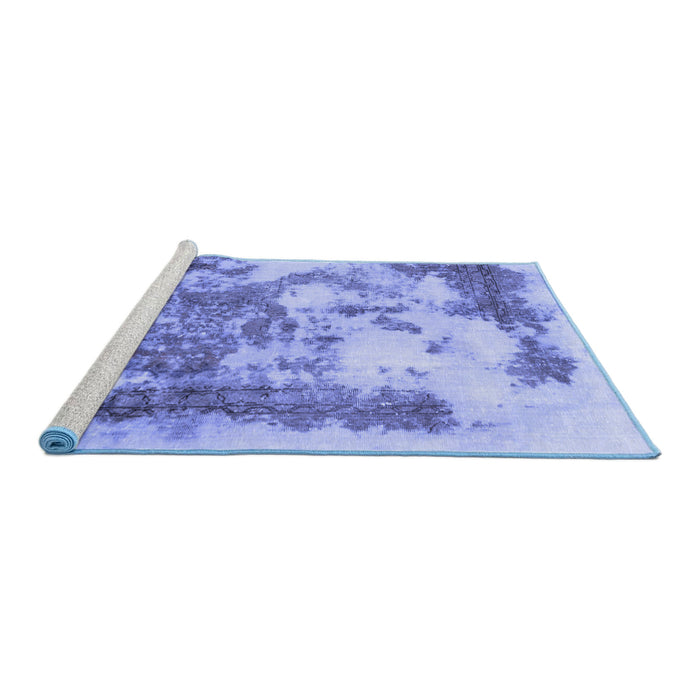 Sideview of Machine Washable Abstract Blue Modern Rug, wshabs928blu