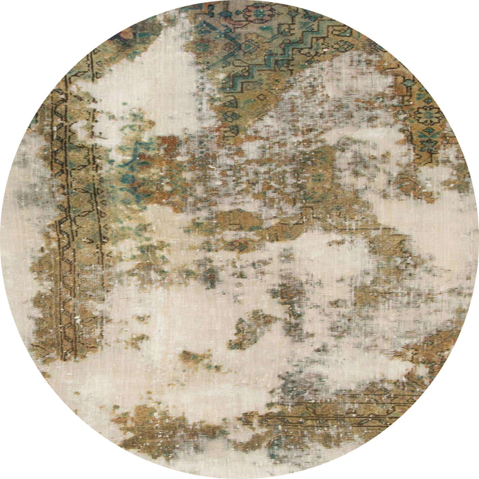 Round Abstract Brown Modern Rug, abs928
