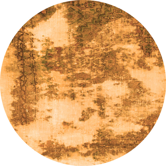 Round Abstract Orange Modern Rug, abs928org