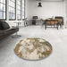 Round Machine Washable Abstract Brown Rug in a Office, wshabs928