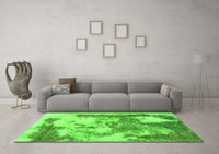 Machine Washable Abstract Green Modern Rug, wshabs928grn