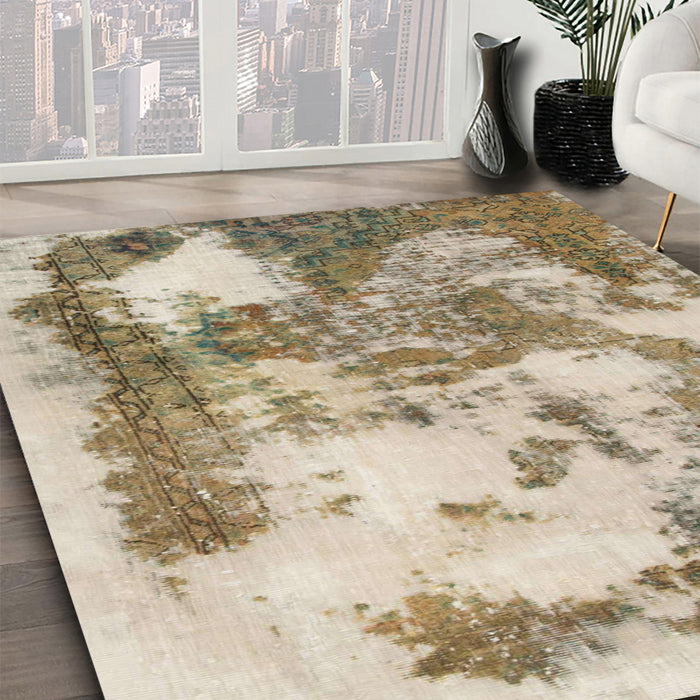Machine Washable Abstract Brown Rug in a Family Room, wshabs928