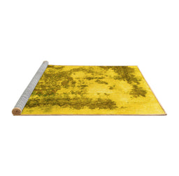 Sideview of Machine Washable Abstract Yellow Modern Rug, wshabs928yw