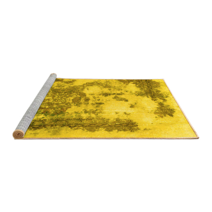 Sideview of Machine Washable Abstract Yellow Modern Rug, wshabs928yw