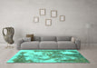 Machine Washable Abstract Turquoise Modern Area Rugs in a Living Room,, wshabs928turq