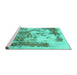 Sideview of Machine Washable Abstract Turquoise Modern Area Rugs, wshabs928turq