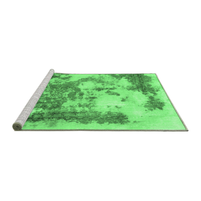 Sideview of Machine Washable Abstract Emerald Green Modern Area Rugs, wshabs928emgrn
