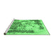 Sideview of Machine Washable Abstract Emerald Green Modern Area Rugs, wshabs928emgrn