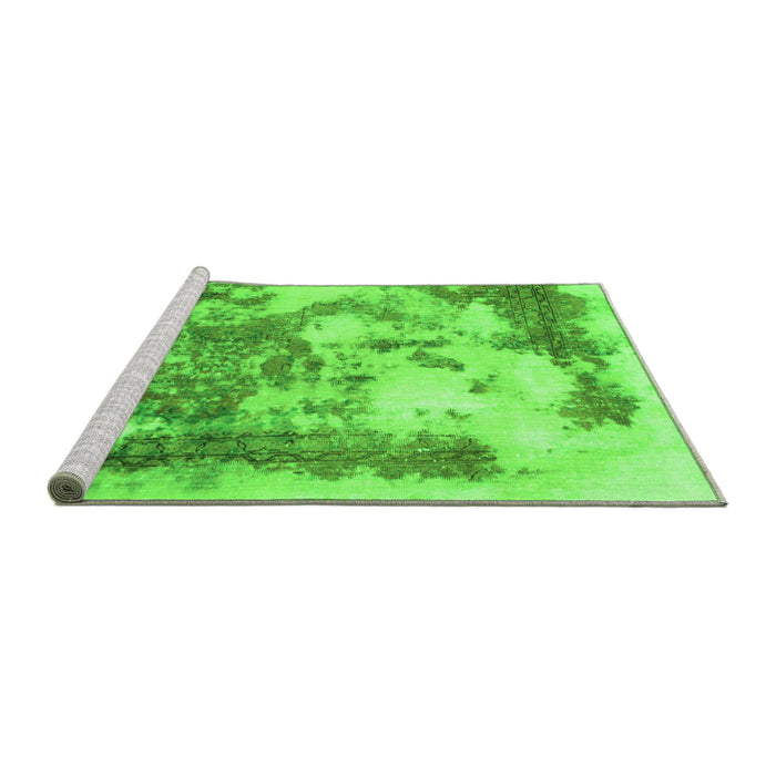 Sideview of Machine Washable Abstract Green Modern Area Rugs, wshabs928grn
