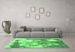 Machine Washable Abstract Emerald Green Modern Area Rugs in a Living Room,, wshabs928emgrn