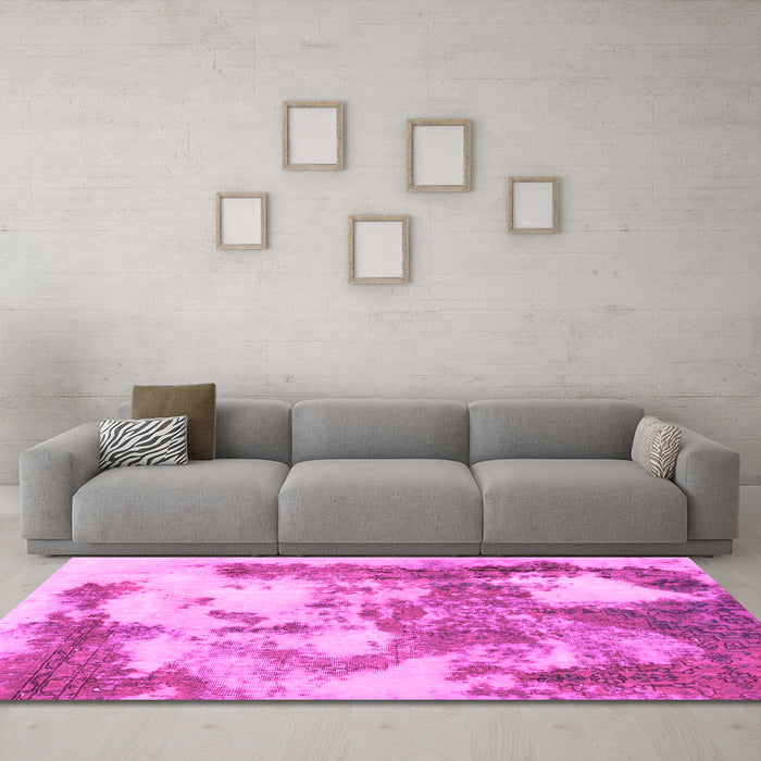 Machine Washable Abstract Pink Modern Rug in a Living Room, wshabs928pnk