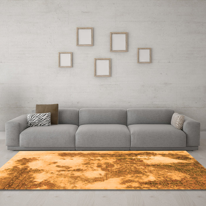 Machine Washable Abstract Orange Modern Area Rugs in a Living Room, wshabs928org