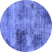 Round Abstract Blue Modern Rug, abs929blu