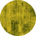 Round Abstract Yellow Modern Rug, abs929yw