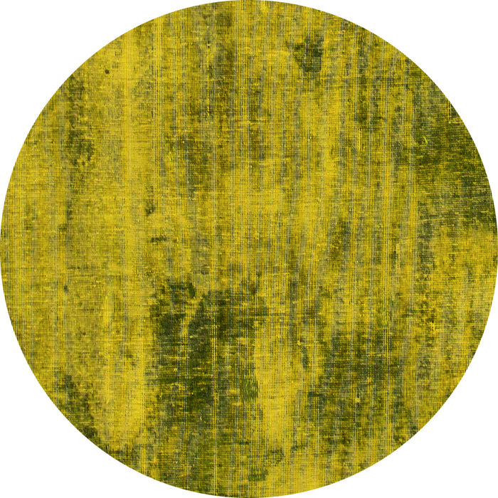 Round Machine Washable Abstract Yellow Modern Rug, wshabs929yw