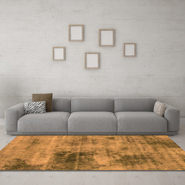 Machine Washable Abstract Orange Modern Area Rugs in a Living Room, wshabs929org