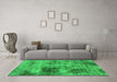 Machine Washable Abstract Green Modern Area Rugs in a Living Room,, wshabs929grn