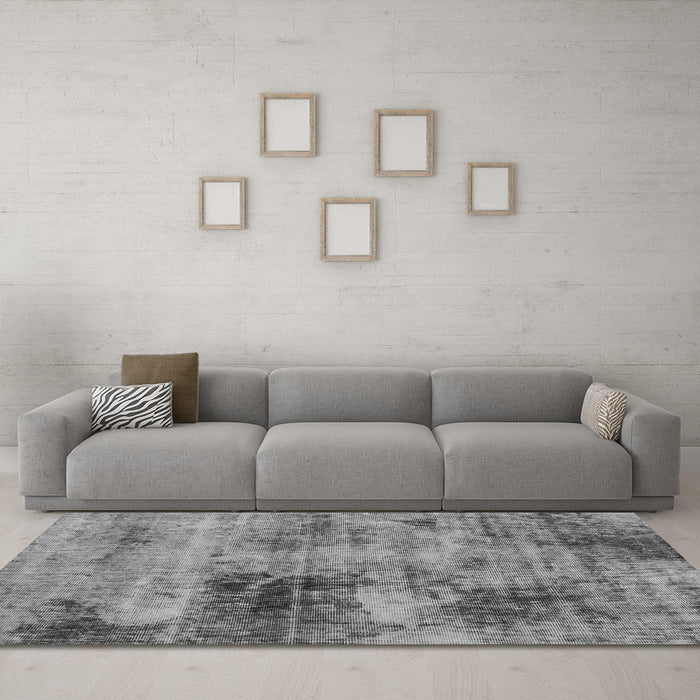 Machine Washable Abstract Gray Modern Rug in a Living Room,, wshabs929gry