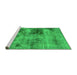 Sideview of Machine Washable Abstract Green Modern Area Rugs, wshabs929grn