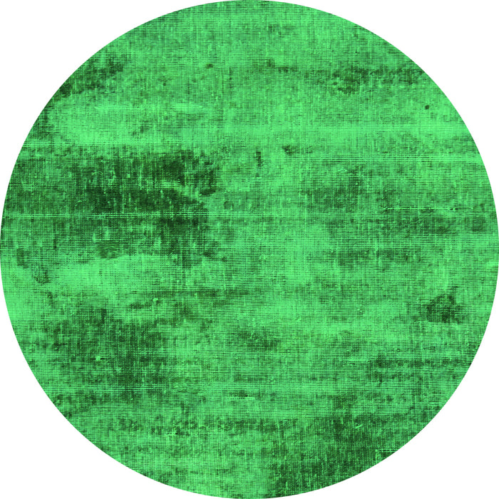 Round Machine Washable Abstract Green Modern Area Rugs, wshabs929grn