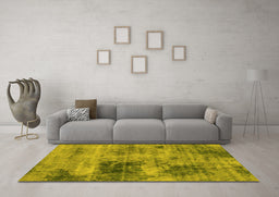 Machine Washable Abstract Yellow Modern Rug in a Living Room, wshabs929yw