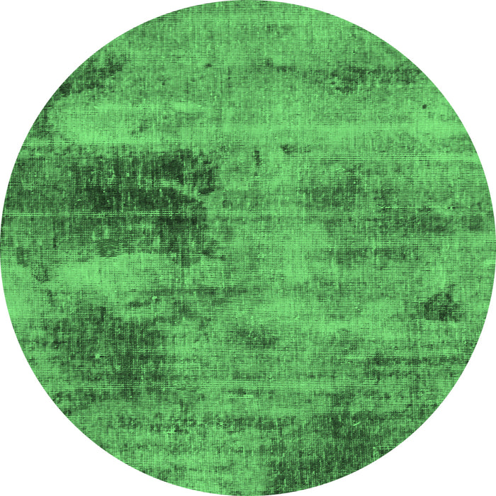 Round Machine Washable Abstract Emerald Green Modern Area Rugs, wshabs929emgrn