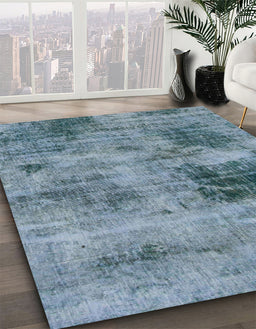 Machine Washable Abstract Columbia Blue Rug in a Family Room, wshabs929
