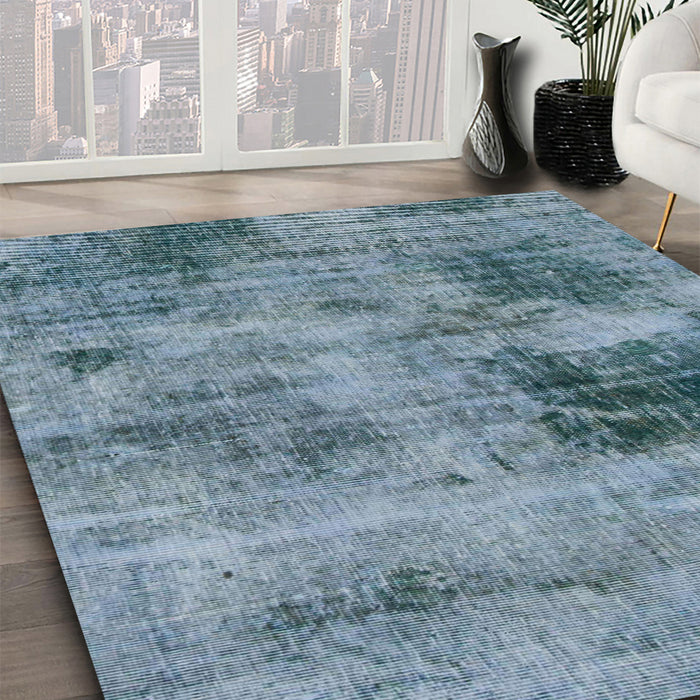 Machine Washable Abstract Columbia Blue Rug in a Family Room, wshabs929